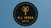 M.J. Vergo text with axe icon